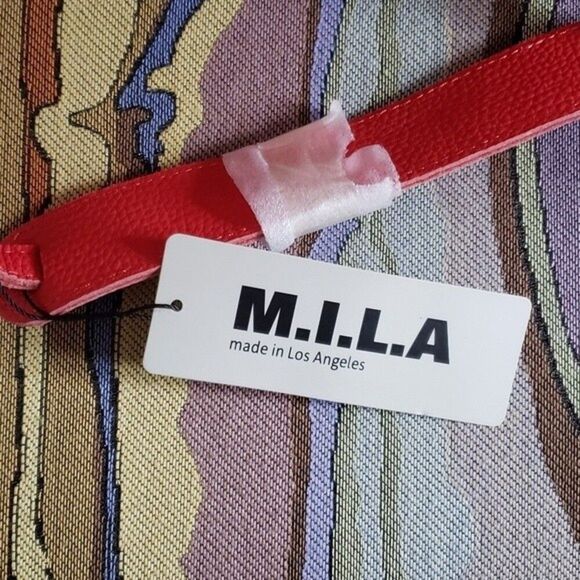 NWT M.I.L.A. Made in Los Angeles Red Leather Purse Crossbody Bag - Picture 5 of 9